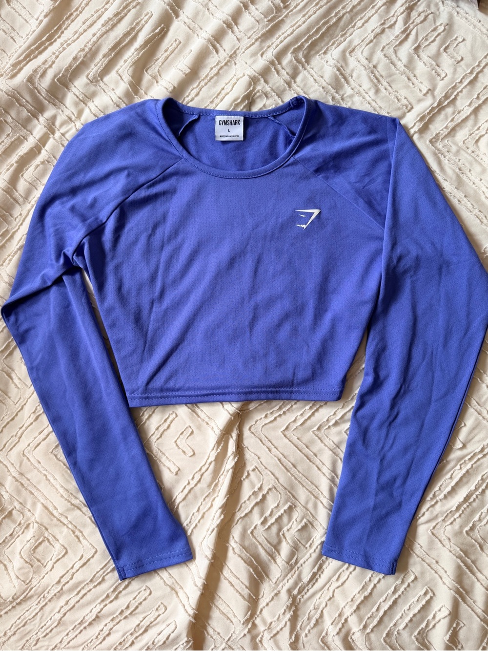 Gymshark Royal Purple Long-Sleeve Cropped Performance Top